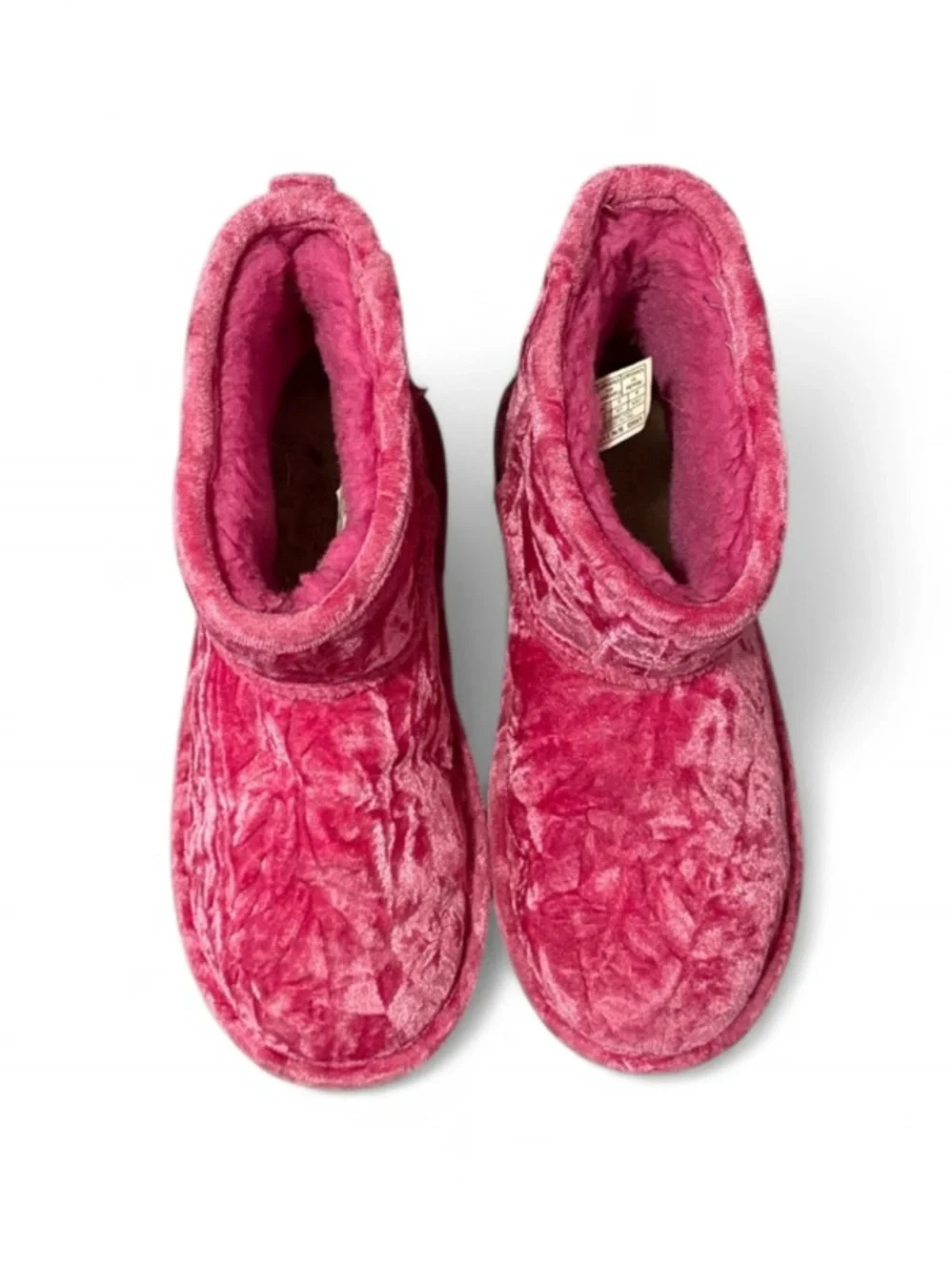 UGG Kids Classic Mini II Crushed Velvet Ankle Boots in Raspberry Sorbet